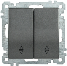 ВС10-2-2-Б Выключатель двухклавишный проходная 10А BOLERO антрацит