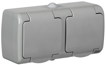 AQUATIC Розетка 2-ая с з/к откр. уст. 16А IP54 РСш22-2-А