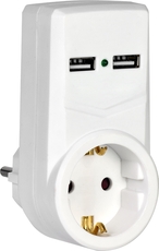 Адаптер Т-01/01 1 место 2P+PE 16А 2хUSB 2,1A белый