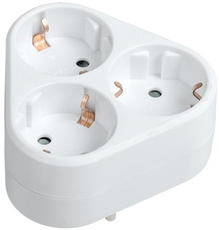 Тройник Т-01/03 3 места 2P+PE 16А треугольный белый