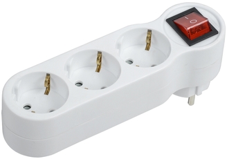 Тройник Т-01/03В 3 места 2P+PE 16А с выкл. белый