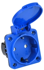 Розетка панельная РП15-3 2Р+РЕ 16А з/к з/ш с крышкой IP44 синяя MAGNUM