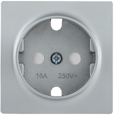 Накладка розетка с заземляющим контактом с защитными шторками BOLERO серебряный