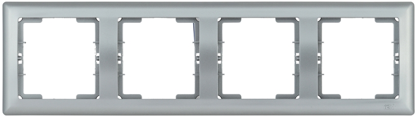 Рамка четырехместная горизонтальная BOLERO серебряный