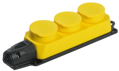 РБ33-1-0м Розетка трехместная ОМЕГА IP44 желтая