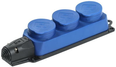 РБ33-1-0м Розетка трехместная ОМЕГА IP44 синяя