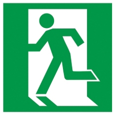 Этикетка самоклеящаяся 150х150мм Выход здесь (левосторонний)