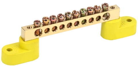 Шина PE земля на двух угловых изоляторах ШНИ-6х9-10-У2-Ж