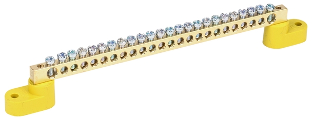 Шина PE земля на двух угловых изоляторах ШНИ-6х9-24-У2-Ж