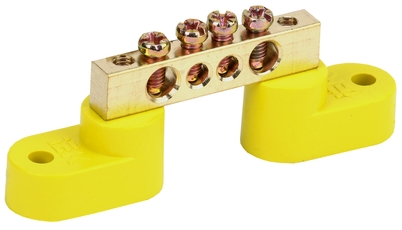 Шина PE земля на двух угловых изоляторах ШНИ-6х9-4-У2-Ж