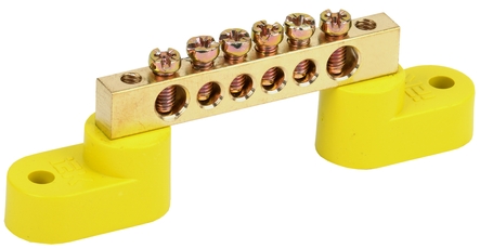 Шина PE земля на двух угловых изоляторах ШНИ-6х9-6-У2-Ж