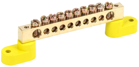 Шина PE земля на двух угловых изоляторах ШНИ-8х12-10-У2-Ж