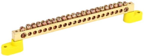 Шина PE земля на двух угловых изоляторах ШНИ-8х12-22-У2-Ж