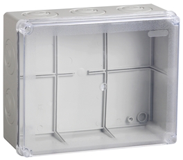 Коробка КМ41276 распаячная для открытой проводки 240х195х90мм IP55 (RAL7035 прозрачный красный кабельные вводы 5 шт)