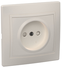 КВАРТА Розетка без заземления сошторками 10А кремовый