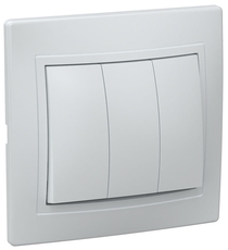 КВАРТА Выключатель трехклавишный скрытый белый в сборе