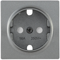 Накладка розетка с заземляющим контактом с защитными шторками BOLERO антрацит