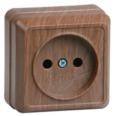 ОКТАВА Розетка наружная без заземления дуб