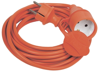 Шнур УШ-01РВ оранжевый с вилкой и розеткой 2Р+РЕ/5 метров 3х1мм2 IP44