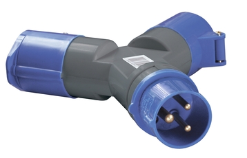 Адаптер двухлучевой16А 2Р+PЕ IР44 250В TS1012