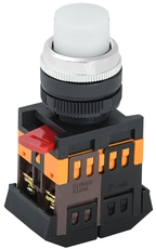 Кнопка белая ABLFP-22 1з+1р с подсветкой неон 240В