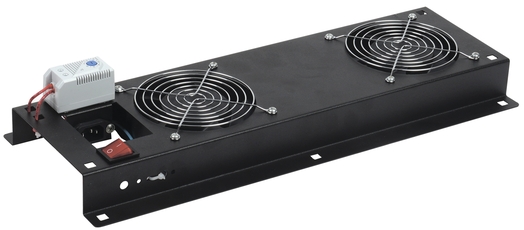 Панель вентиляторная с выключателем и термостатом 2 модуля черная