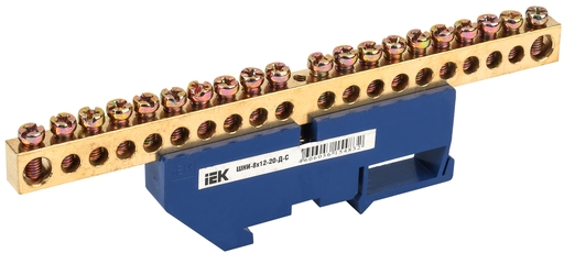 Шина N ноль на DIN-изоляторах ШНИ-8х12-20-Д-С