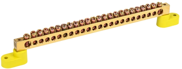 Шина PE земля на двух угловых изоляторах ШНИ-8х12-24-У2-Ж