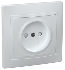 КВАРТА Розетка без заземления сошторками 10А белый