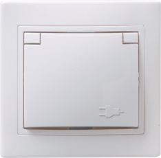 КВАРТА Розетка с заземлением сошторками с крышкой 16А белый