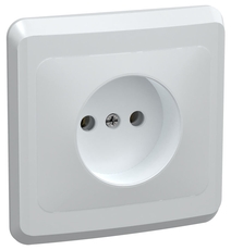 Розетка РС10-2-ВБ одноместная без заземляющего контакта без защитных шторок 10А ВЕГА белый