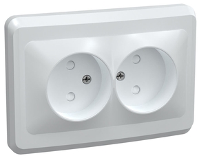 Розетка РС12-2-ВБ двухместная без заземляющего контакта без защитных шторок 10А ВЕГА белый