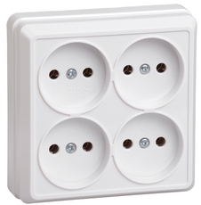 Розетка четырехместная без заземления 10А белая