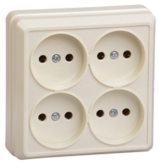 ОКТАВА Розетка 4 поста без заземления 10А наружная кремовая