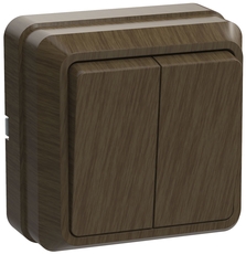 ОКТАВА Выключатель двухклавишный наружный дуб