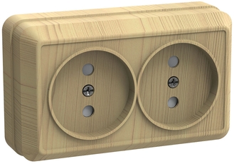 ОКТАВА Розетка двойная наружная сосна без крышки 10А