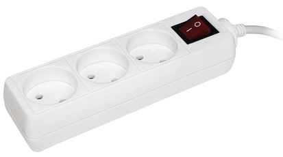 Удлинитель бытовой 3 розетки шнур 3м без заземления с выключателем 10А У3К