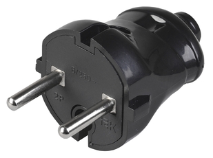 Вилка штепсельная черная 6А