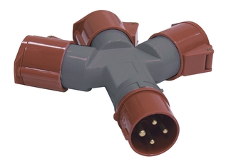 Адаптер трехлучевой16А 3Р+PЕ IР44 380В TS1013-214