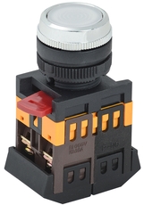 Кнопка белая ABLFS-22 1з+1р плоская с подсветкой неон 240В