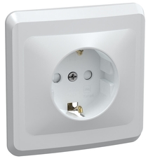 Розетка РСш10-3-ВБ одноместная с заземляющим контактом с защитными шторками 16А ВЕГА белый