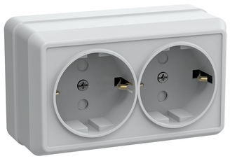 Розетка двойная с заземлением со шторками 16А