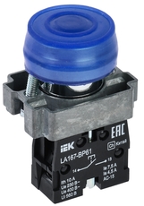 Кнопка управления LA167-BP61 d=22мм 1з IP67 синяя IEK