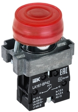 Кнопка управления LA167-BP42 d=22мм 1р IP67 красная IEK