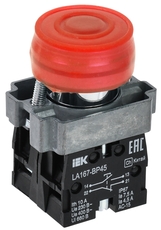 Кнопка управления LA167-BP45 d=22мм 1з+1р IP67 красная IEK