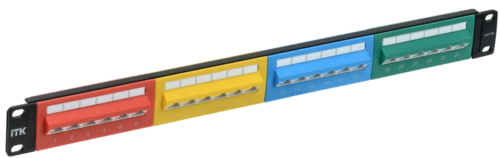 ITK 1U патч-панель кат. 5е UTP 24 угл. пт. 45 град. Dual IDC