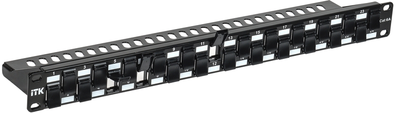 ITK 1U Модульная патч-панель к. 6A UTP 24 пт. пылезащ. кр.