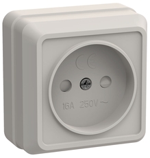 РСш20-2-ОКм Розетка 1местн. без з/к  с защ.штор. 10А откр.уст. Октава (кремовый)