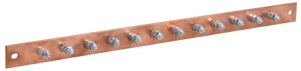 ITK Шина заземл. 483х25x3мм медь ШМТ М1 12 точек подключ. М6