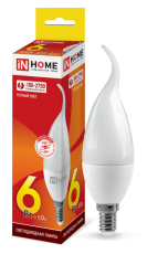 Лампа светодиодная LED-СВЕЧА НА ВЕТРУ-VC 6Вт 230В Е14 3000К 540Лм | 4690612030371 | IN HOME